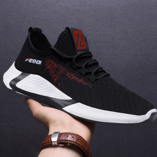 New Sports Shoes Men's Breathable Casual Mesh Shoes Comfort Increase Lace-up Non-slip Low-top Running Shoes - A Trust Market