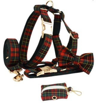 Christmas Pet Collar Plaid With Green Background
