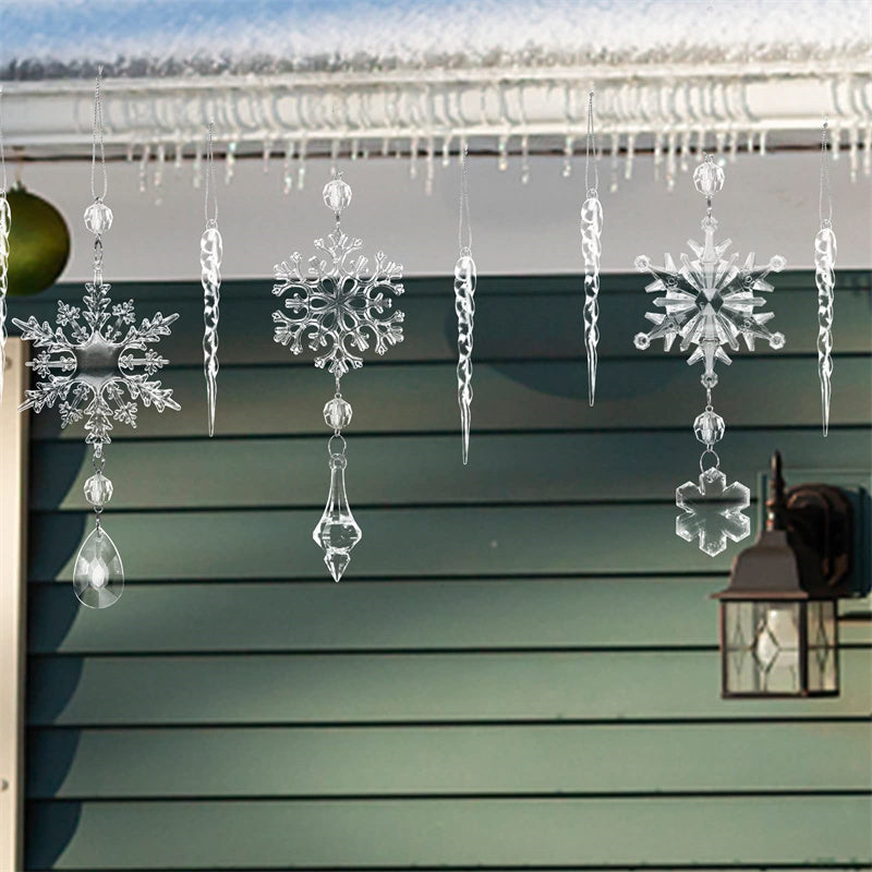 10 pcs Christmas Tree Hanging Pendants In Translucent Acrylic
