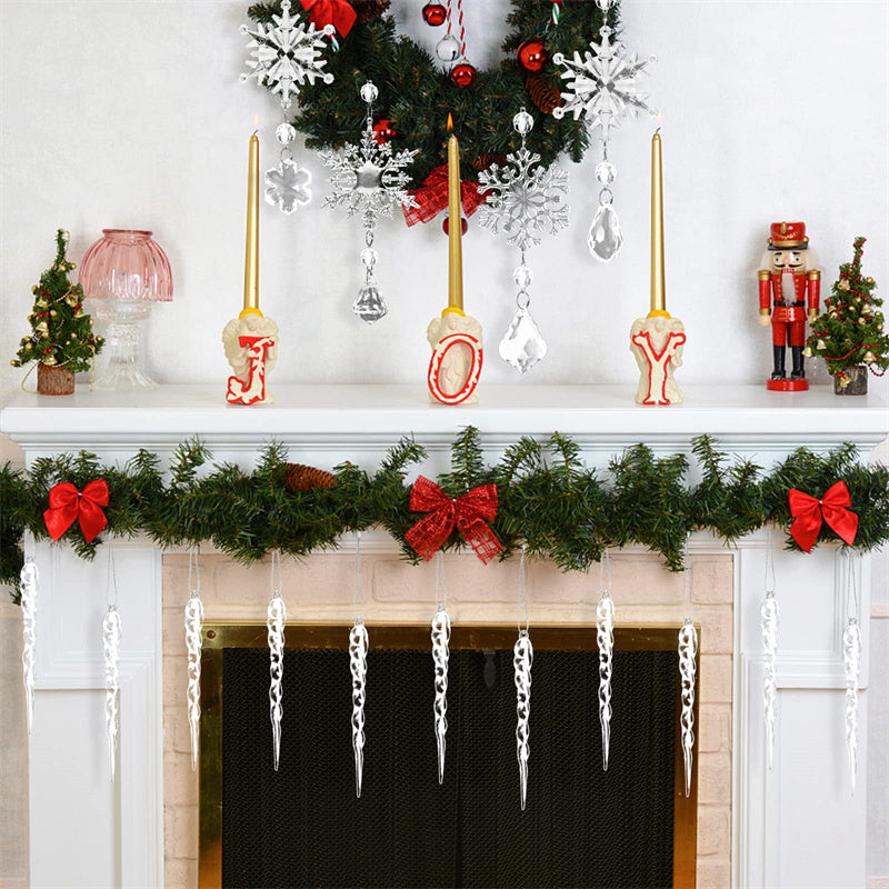 10 pcs Christmas Tree Hanging Pendants In Translucent Acrylic