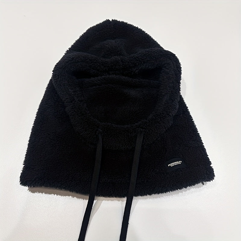 Plush Hooded Mask Hat. Warm & Cozy Face Cover with Drawstring ⛄