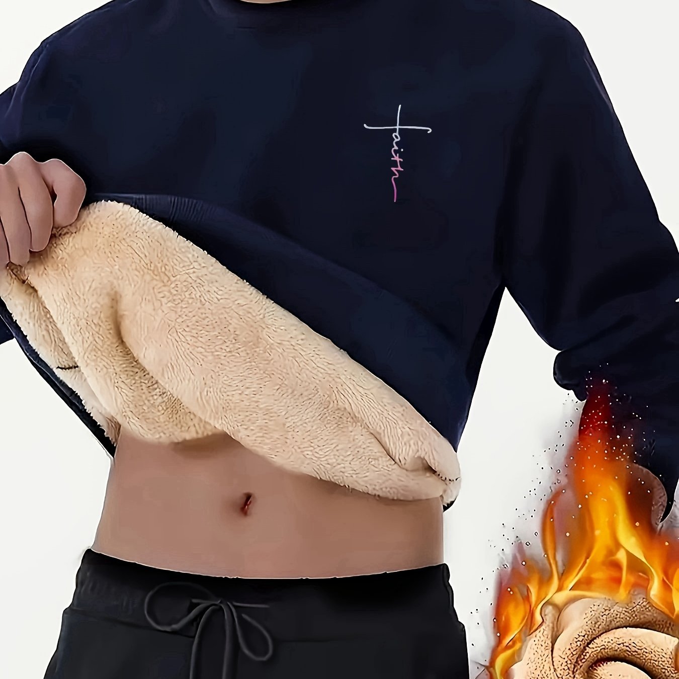 Casual Warm Fleece Lined Sweatshirt For Men