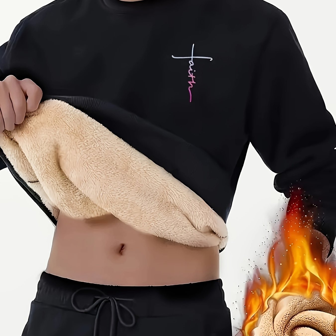 Casual Warm Fleece Lined Sweatshirt For Men