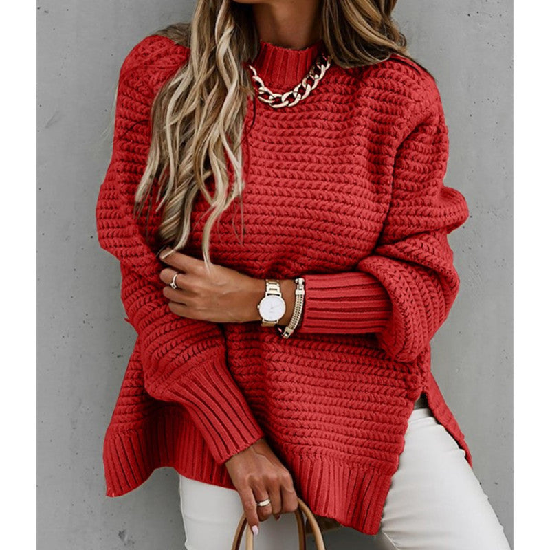 Beautiful Drawstring Side Slit Knit Sweater