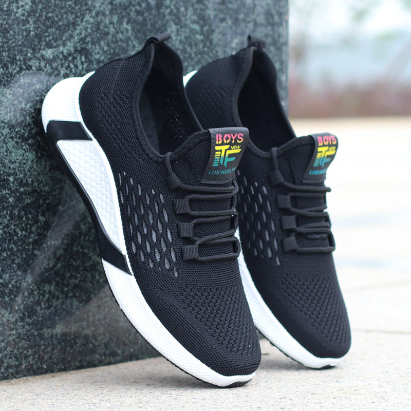 New Sports Shoes Men's Breathable Casual Mesh Shoes Comfort Increase Lace-up Non-slip Low-top Running Shoes - A Trust Market