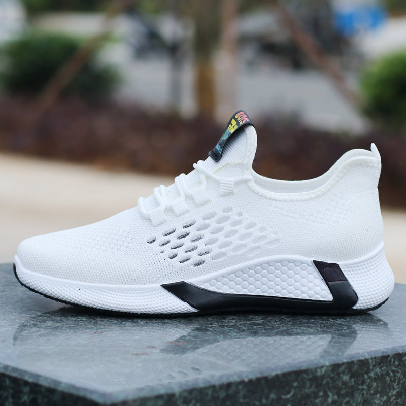 New Sports Shoes Men's Breathable Casual Mesh Shoes Comfort Increase Lace-up Non-slip Low-top Running Shoes - A Trust Market