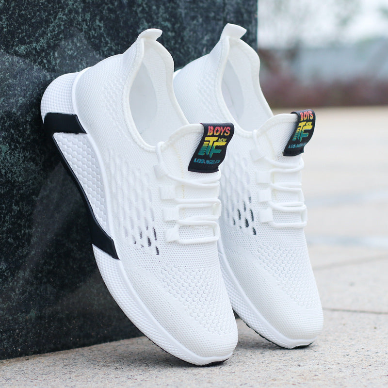 New Sports Shoes Men's Breathable Casual Mesh Shoes Comfort Increase Lace-up Non-slip Low-top Running Shoes - A Trust Market
