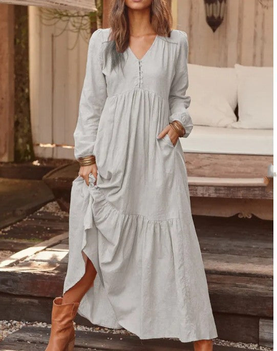Wonderful Casual Long-sleeved Dress ๐