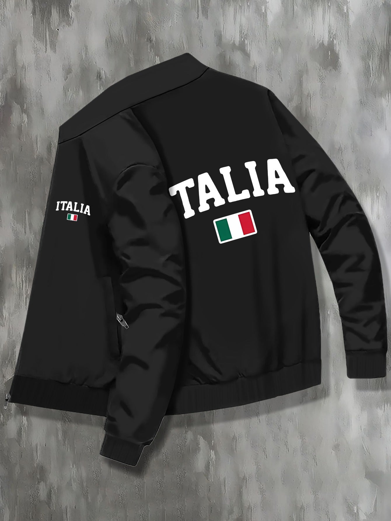 ITALIA Zip-up Long Sleeve Jacket With Pockets For Men