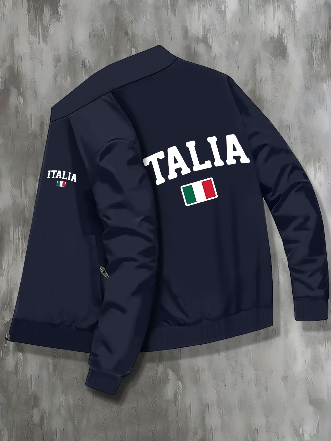 ITALIA Zip-up Long Sleeve Jacket With Pockets For Men