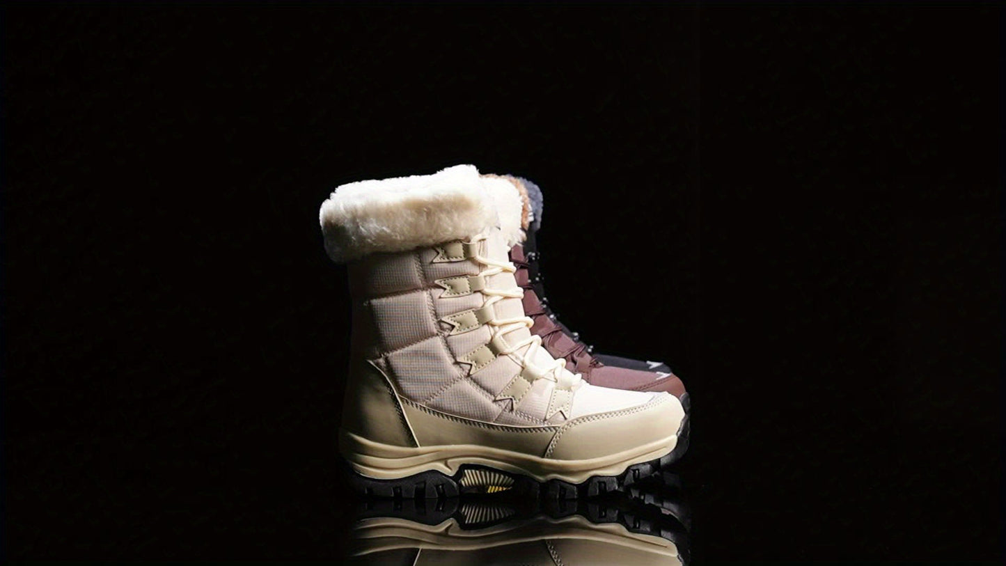 Waterproof And Snow Boots With Faux Fur Lining, and Adjustable Laces For Winter