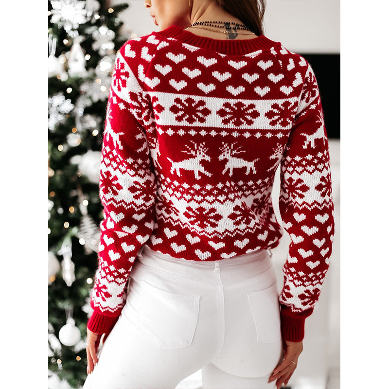 Wonderful Christmas Elk Long Sleeve Knitted Sweater
