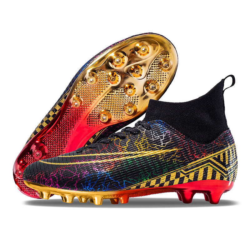 High-top Soccer/Football Gold Plated Shoes For Natural Grass and Turf