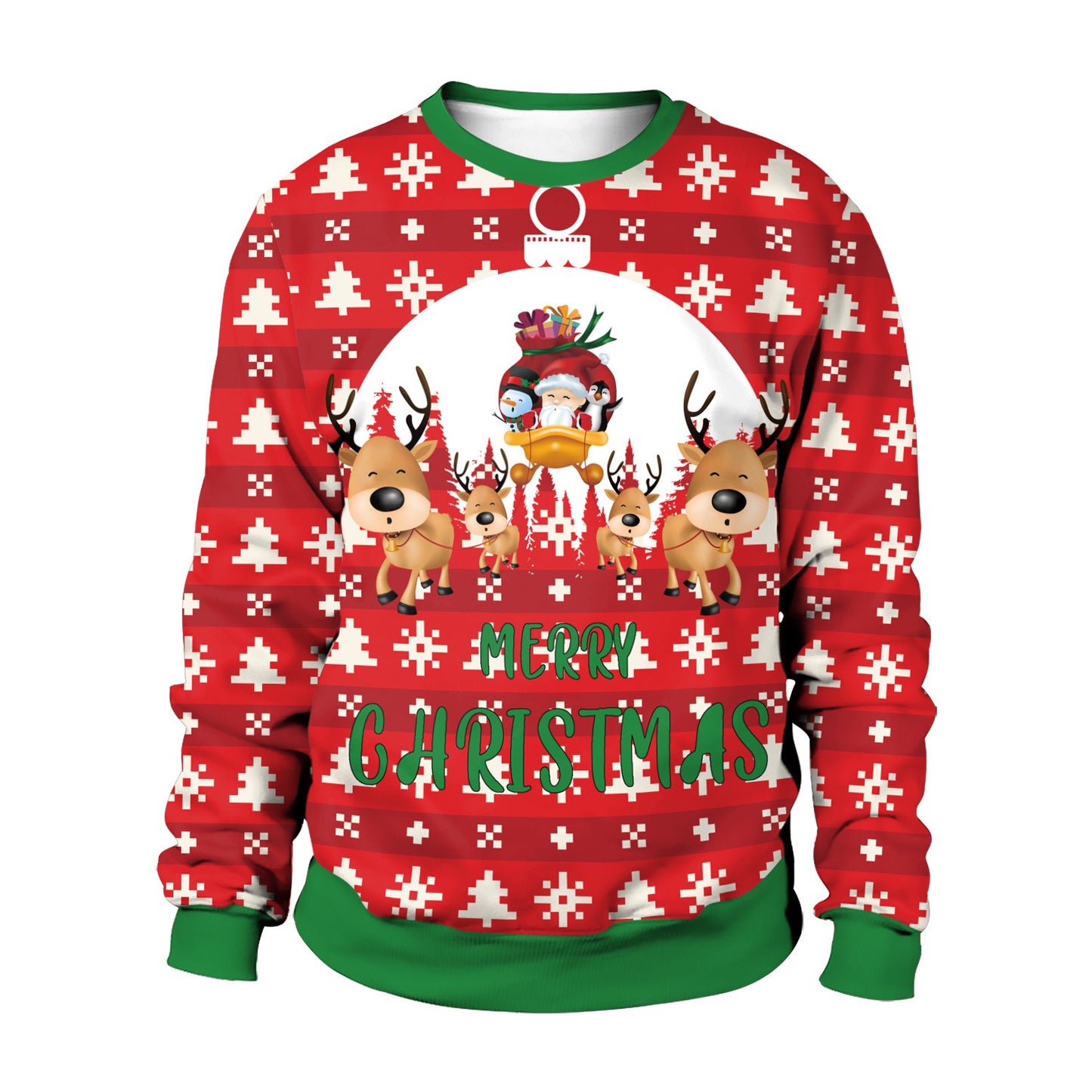 Men And Women Digital Printing Christmas Round Neck Sweater