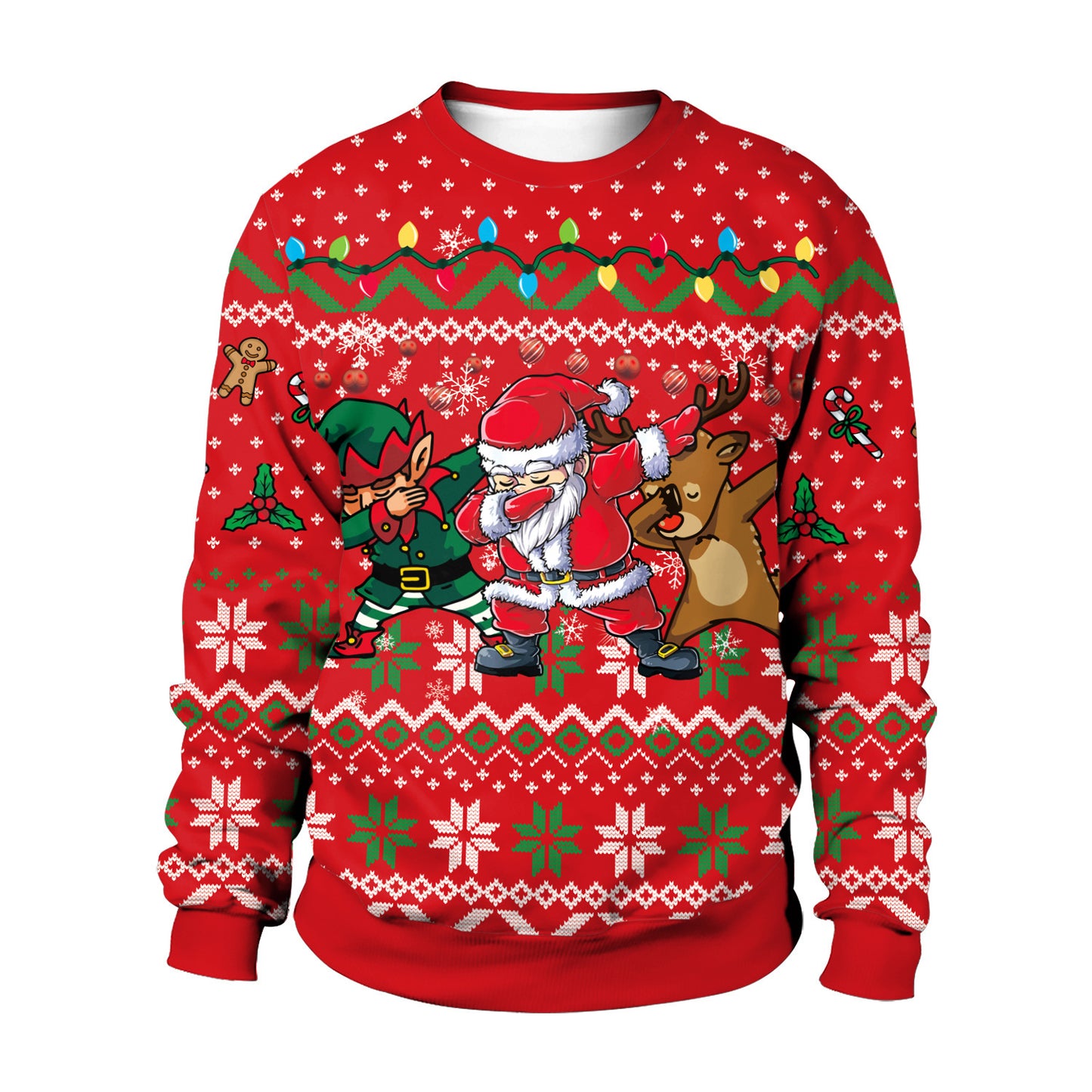Men And Women Digital Printing Christmas Round Neck Sweater