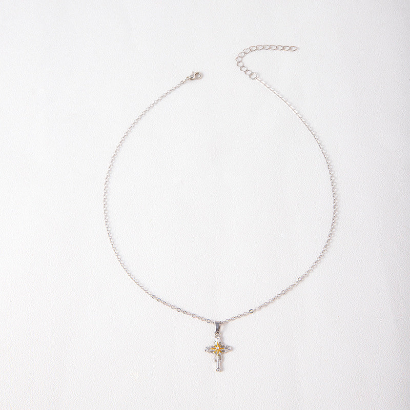 Brand New Cross Flower Necklace