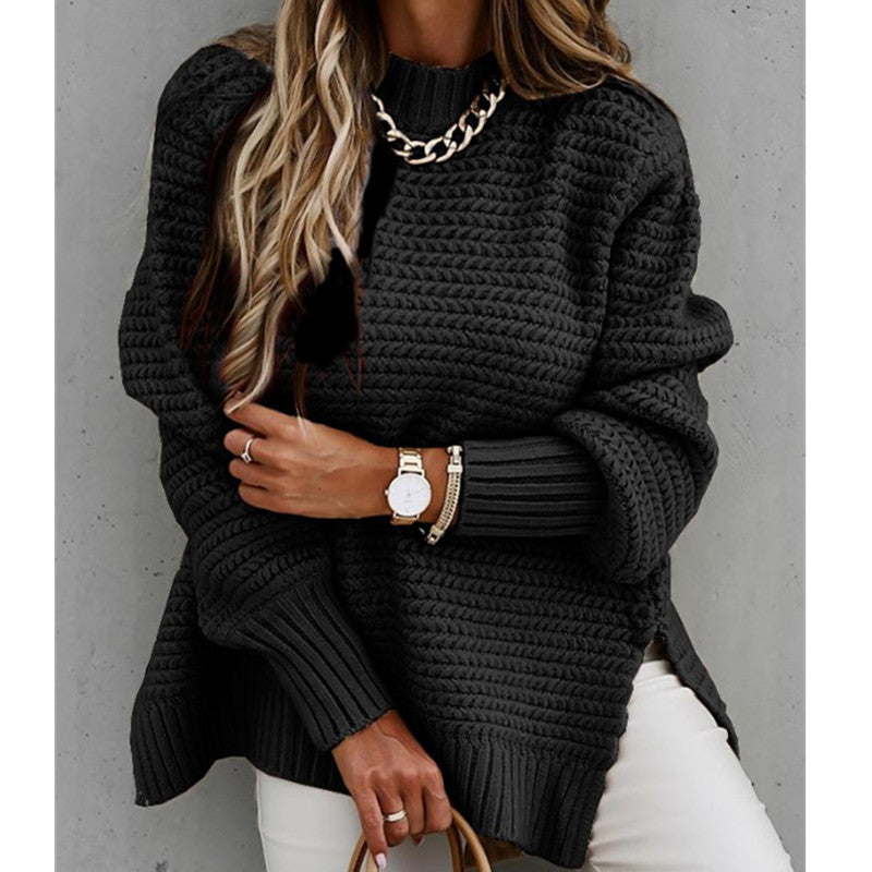 Beautiful Drawstring Side Slit Knit Sweater