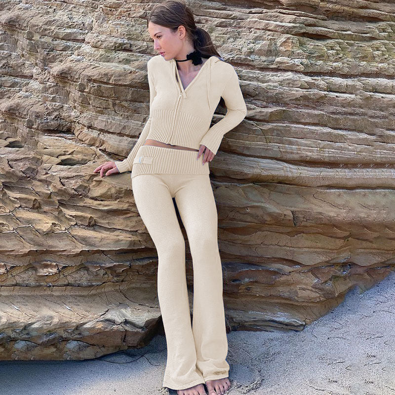 Wonderful Long-sleeved Cardigan And High Waisted Trousers