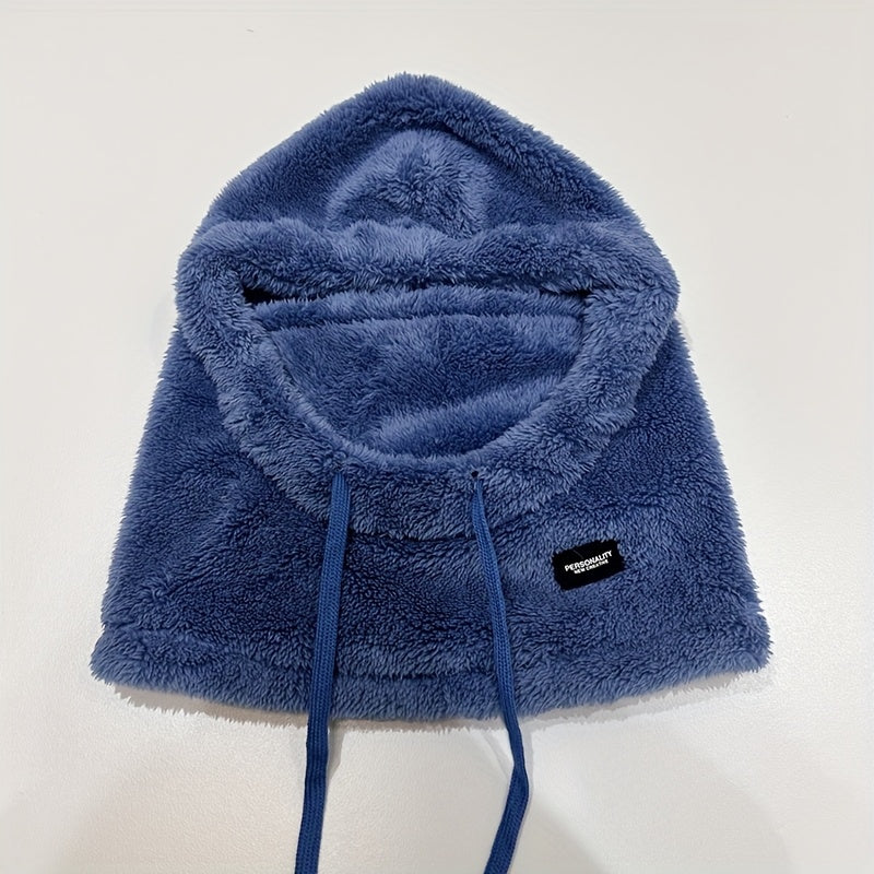 Plush Hooded Mask Hat. Warm & Cozy Face Cover with Drawstring ⛄