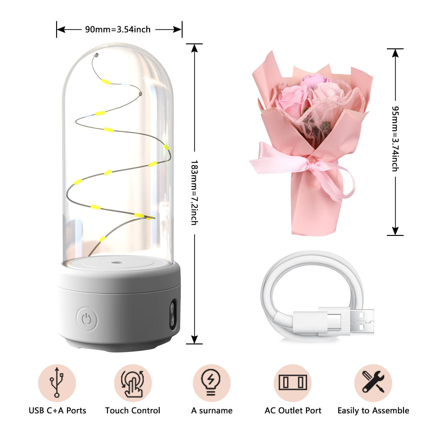 Creative 2 In 1 Bouquet LED Light And Bluetooth-compatible Speaker - A Trust Market