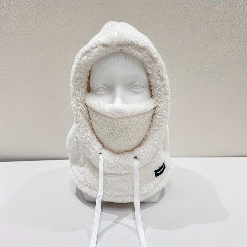 Plush Hooded Mask Hat. Warm & Cozy Face Cover with Drawstring ⛄