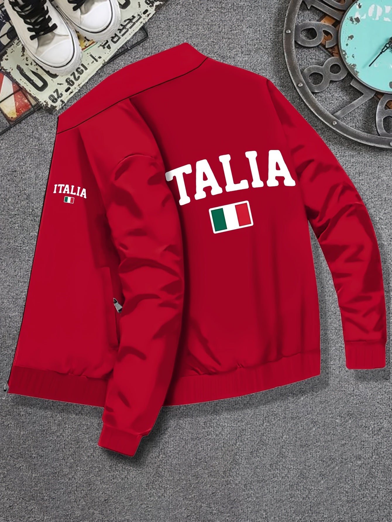 ITALIA Zip-up Long Sleeve Jacket With Pockets For Men