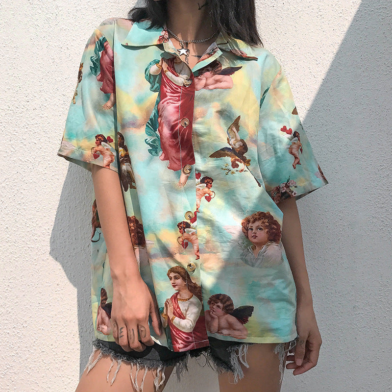 Fantastic Angelic Button Up Tee Shirt