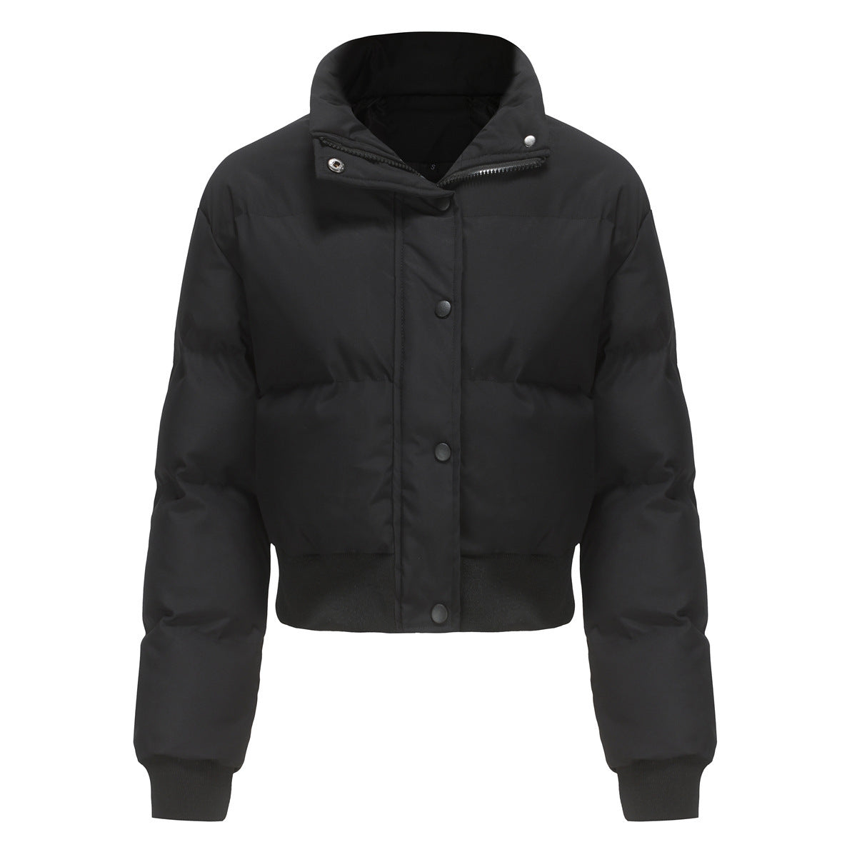 Warm Short Coat With Long Sleeve And High Collar