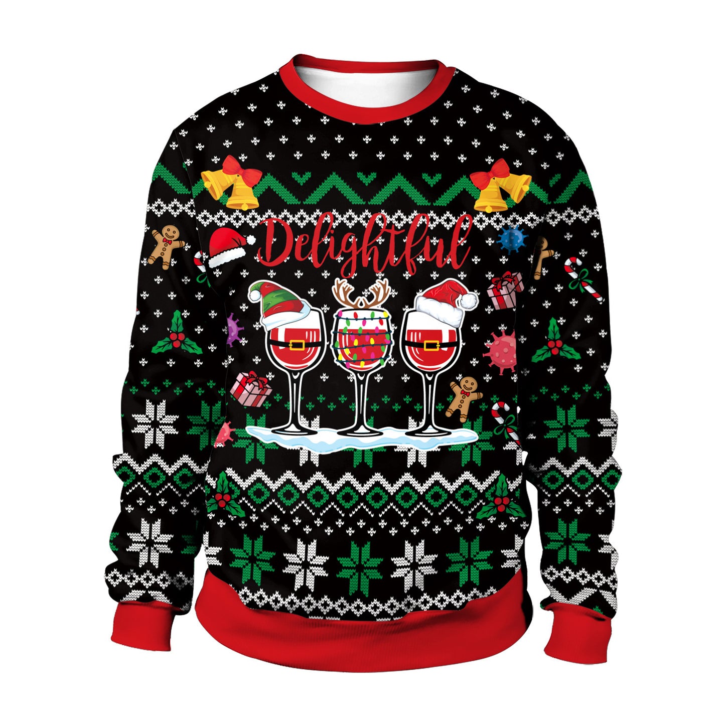 Men And Women Digital Printing Christmas Round Neck Sweater