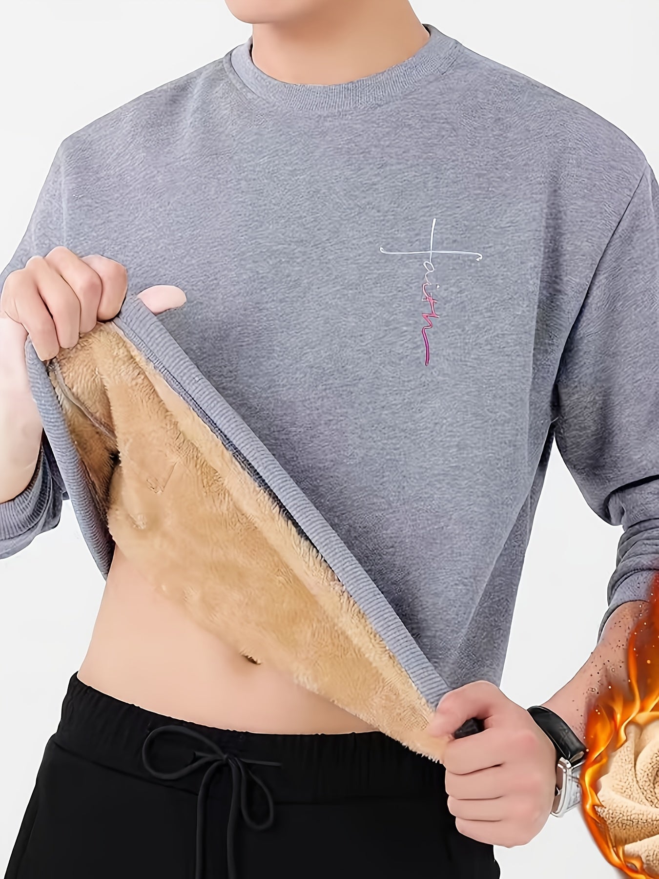 Casual Warm Fleece Lined Sweatshirt For Men