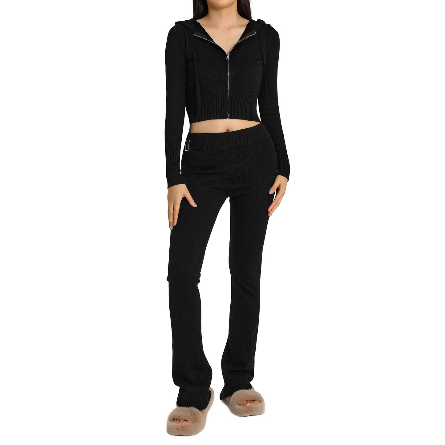 Wonderful Long-sleeved Cardigan And High Waisted Trousers