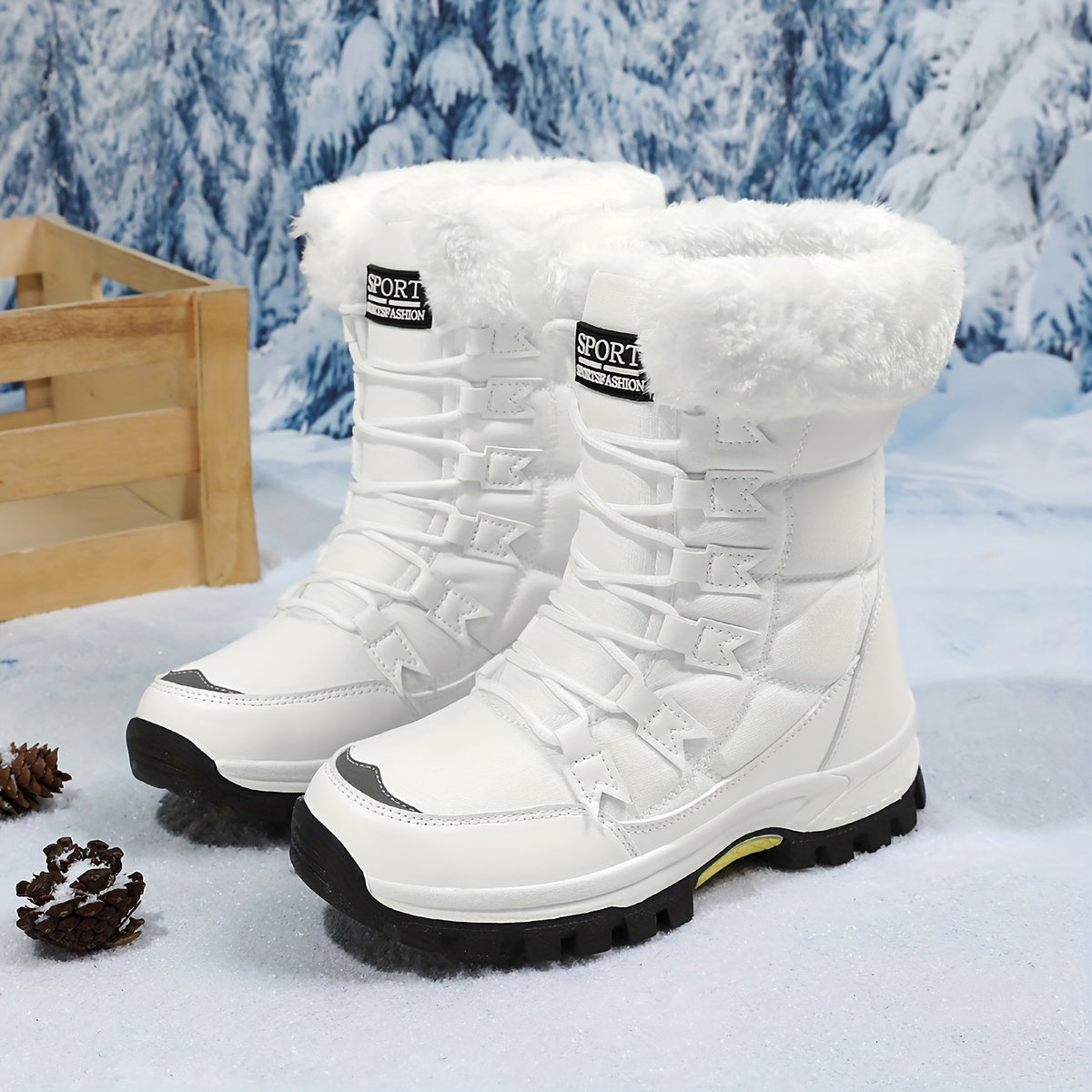 Women'S Ankle Snow Boots, Waterproof Winter Shoes with Laces, Faux Fur Lined, Non-Slip ❄️