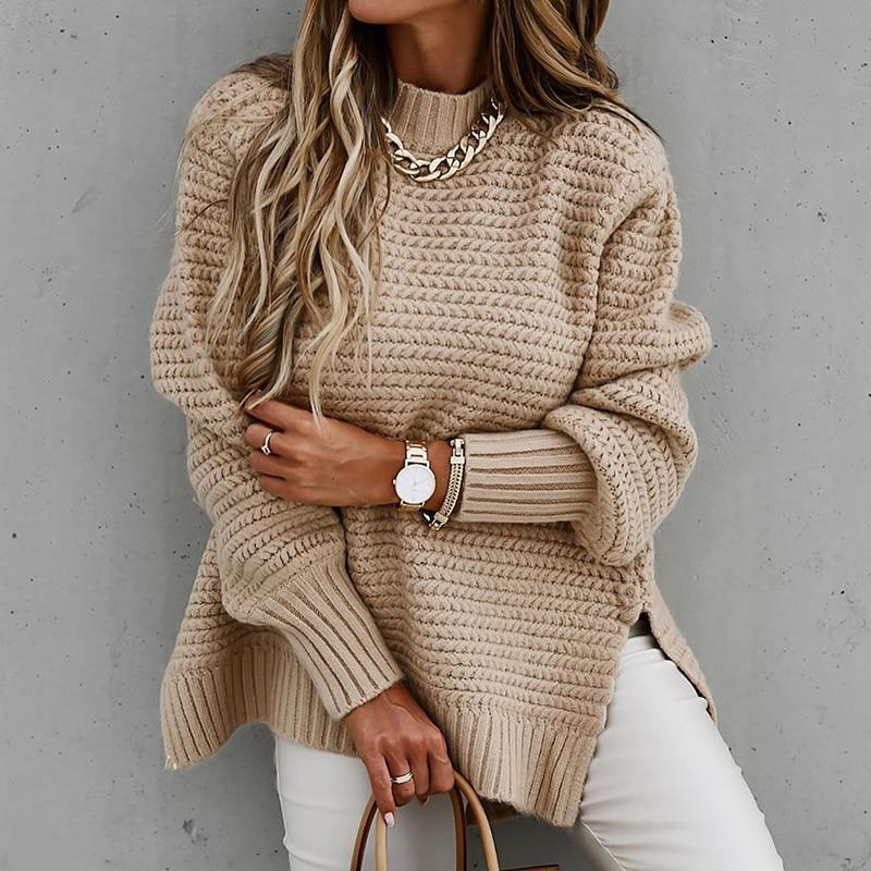 Beautiful Drawstring Side Slit Knit Sweater