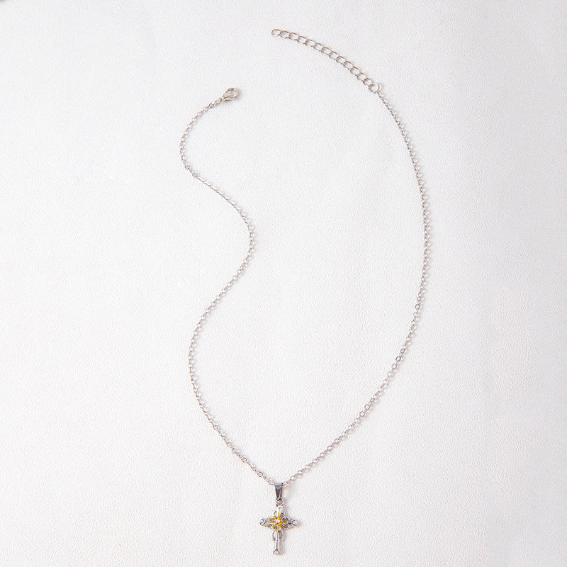 Brand New Cross Flower Necklace