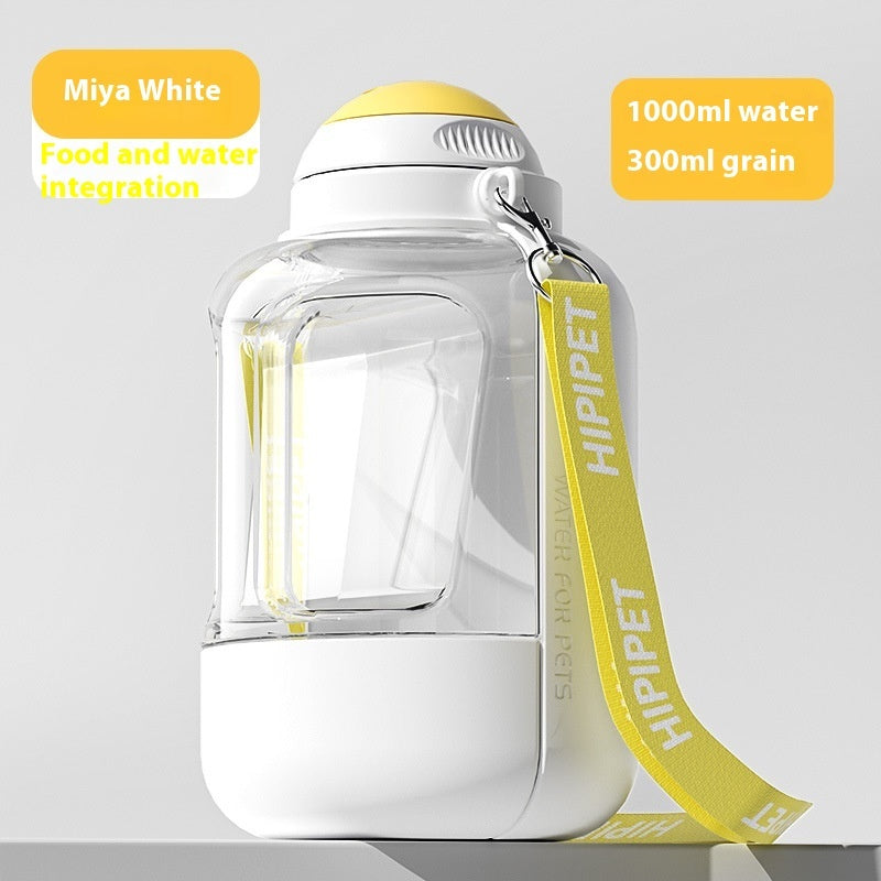 2 In 1 Portable Pets Drinking Pot With Food Integrated Bowl