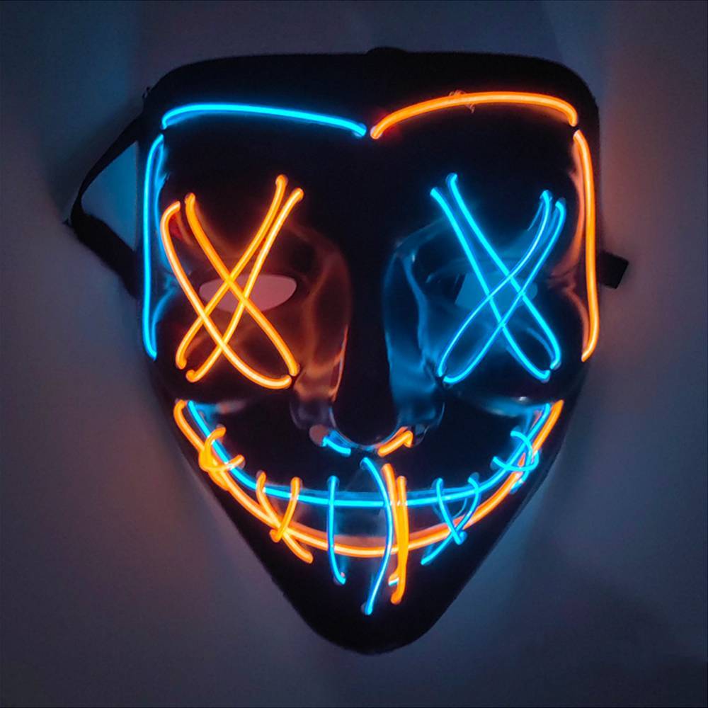 LED Mask Neon Stitches Costume Halloween Purge. Cosplay Light Up Glow Wire - A Trust Market