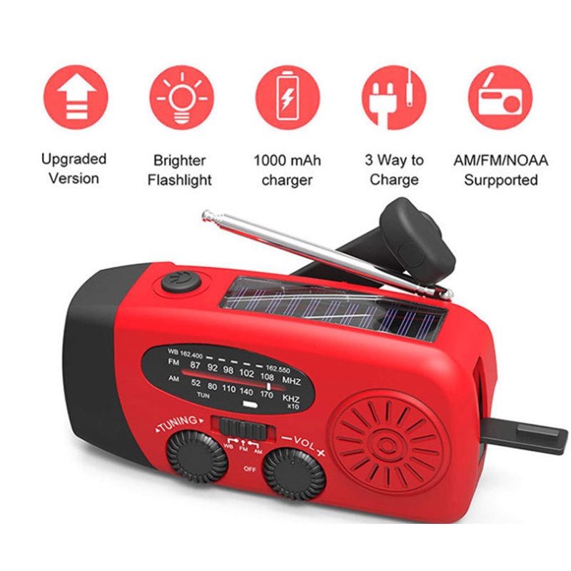 New Solar Hand Crank USB Charging Radio Flashlight 📻🔦