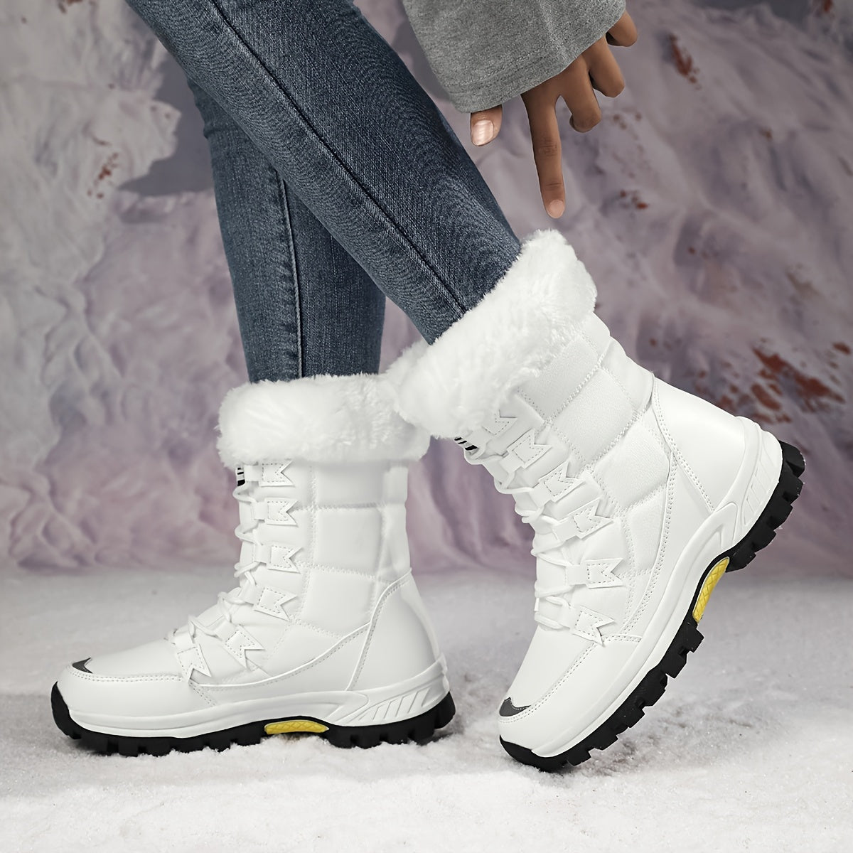 Women'S Ankle Snow Boots, Waterproof Winter Shoes with Laces, Faux Fur Lined, Non-Slip ❄️
