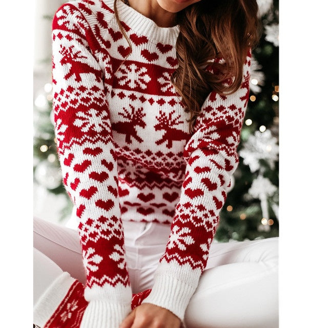 Wonderful Christmas Elk Long Sleeve Knitted Sweater