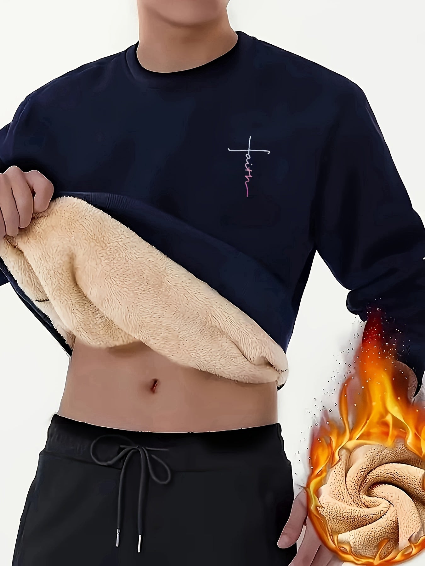 Casual Warm Fleece Lined Sweatshirt For Men