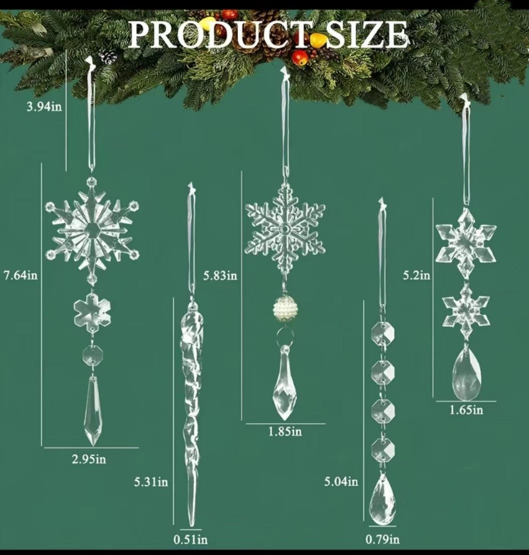 10 pcs Christmas Tree Hanging Pendants In Translucent Acrylic