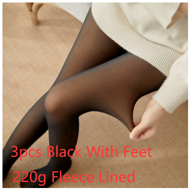 Wonderful Fleece-lined Thickened Sheer Tights Leggings