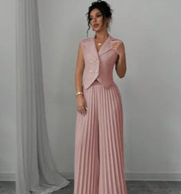 Fashion Vest Pleated Skirt Blouse And Pants