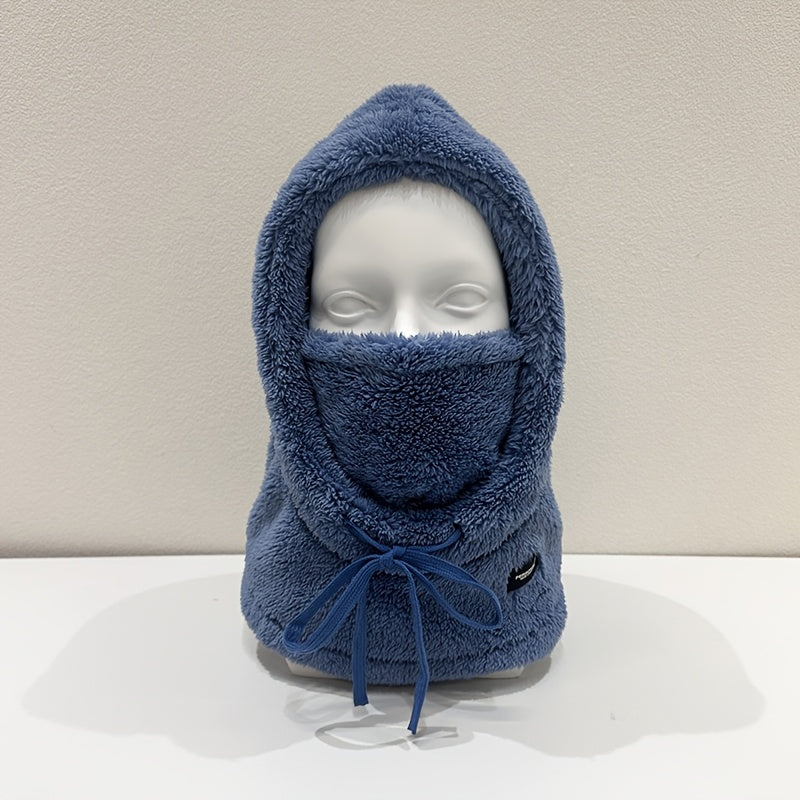 Plush Hooded Mask Hat. Warm & Cozy Face Cover with Drawstring ⛄