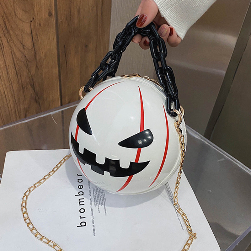 Fantastic Spooky Pumpkin Ball Handbag With Chain