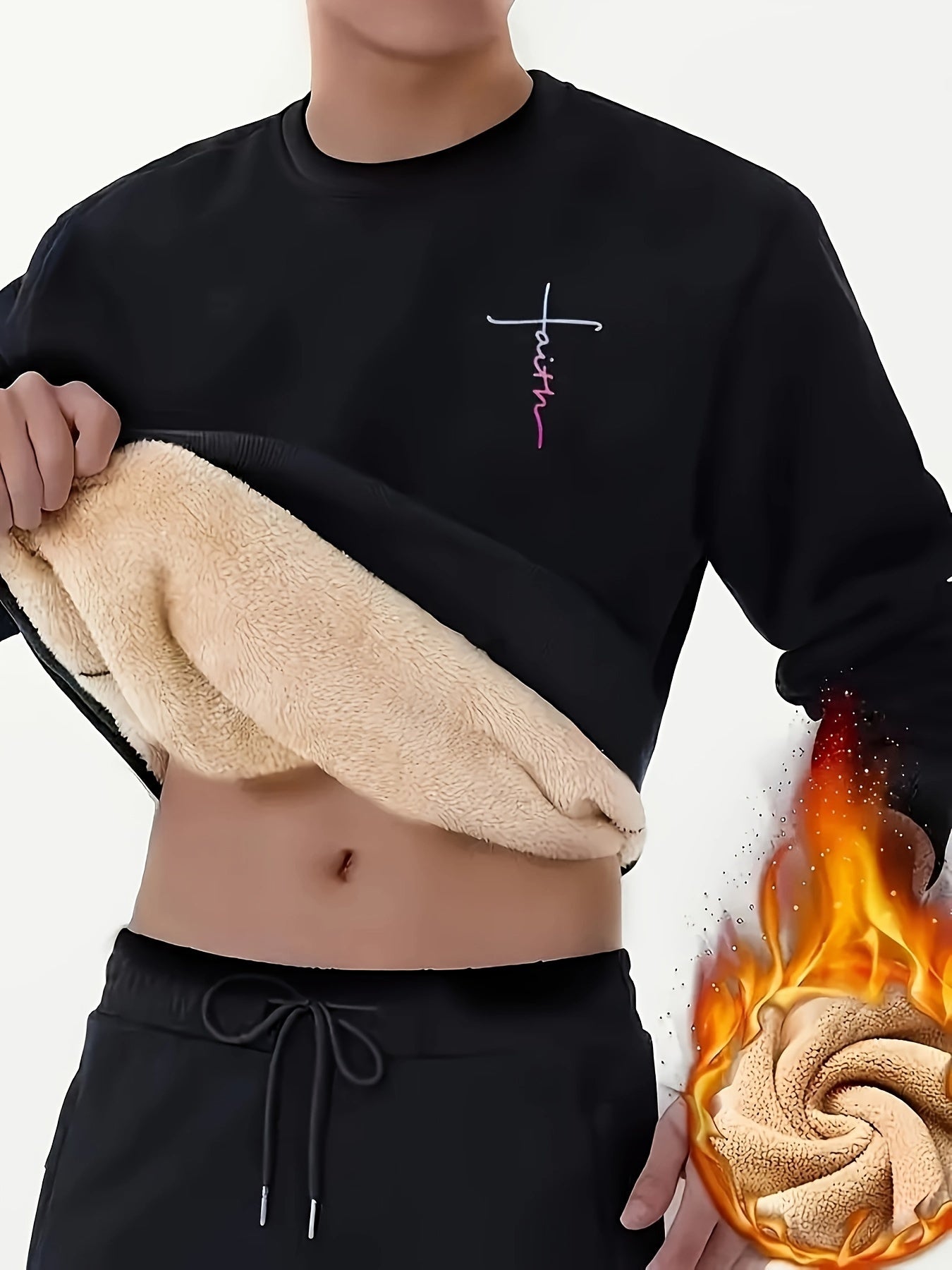 Casual Warm Fleece Lined Sweatshirt For Men
