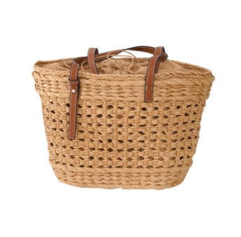 Large Capacity Fashion Urban Simple White Khaki Straw Braided Bag - A Trust Market