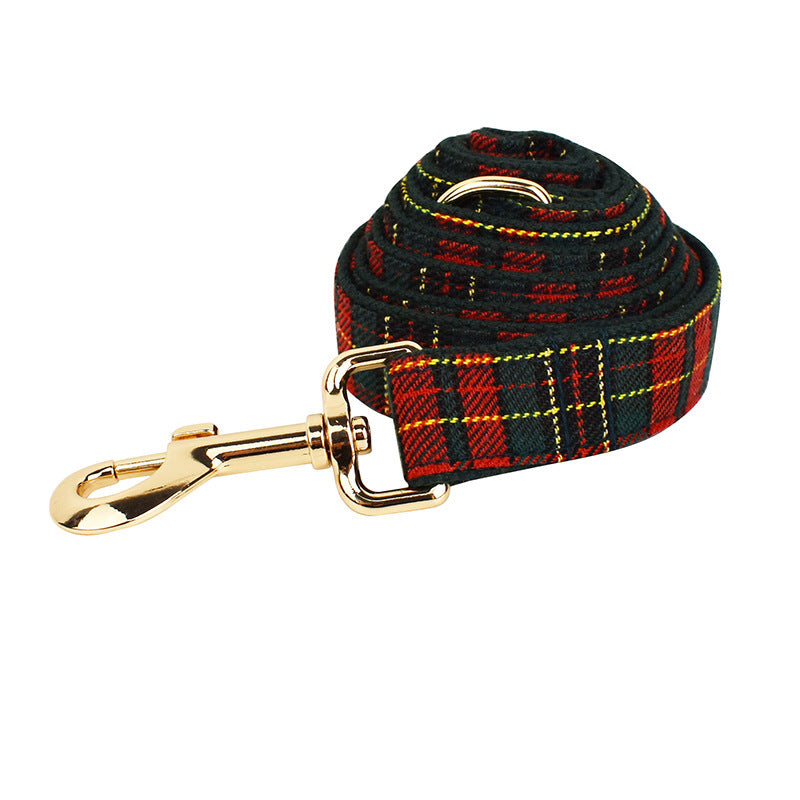 Christmas Pet Collar Plaid With Green Background