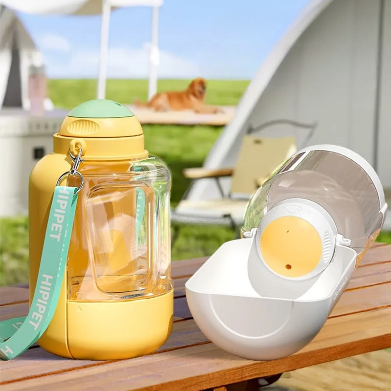 2 In 1 Portable Pets Drinking Pot With Food Integrated Bowl