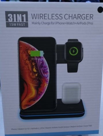 3 In 1 Wireless Charger Stand For Cell Phone and Gadgets